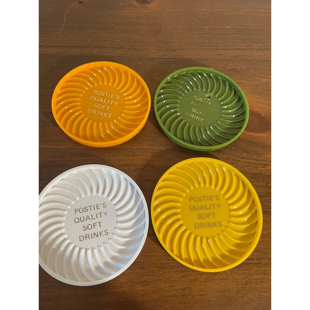 Vintage Posties Quality Soft Drinks Coasters Ritepoint USA Plastic Set of 4